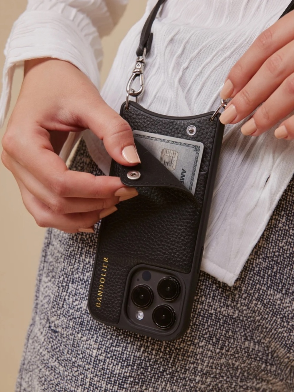 Bandolier 13 Pro Emma Crossbody Phone Case in Black/Silver